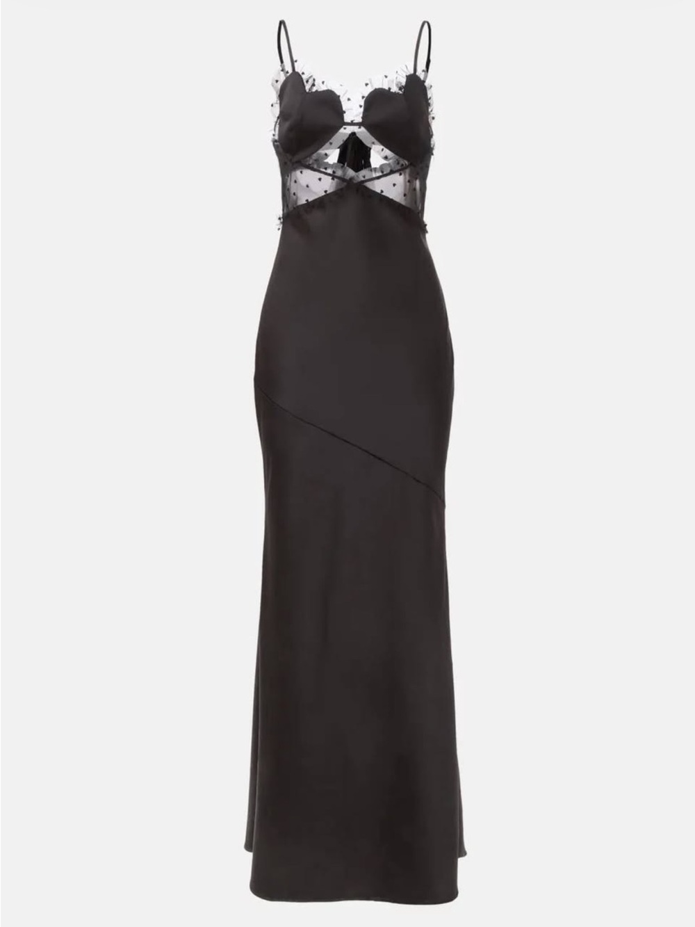 Elegant Black Slip Dress with Sheer Insets - Picture 6 of 7
